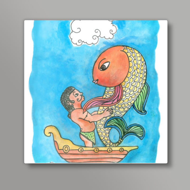 Fish for Louve Square Art Prints