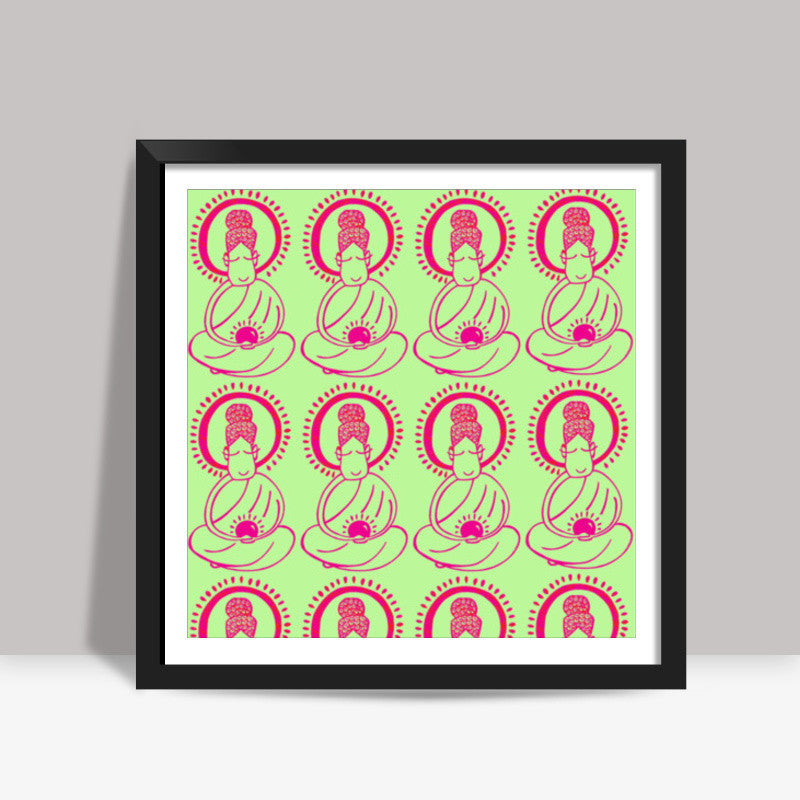 Buddha_Lime Green Square Art Prints