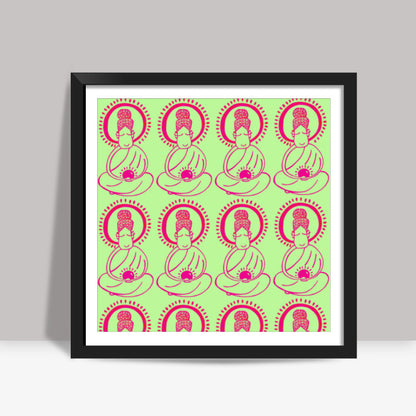 Buddha_Lime Green Square Art Prints