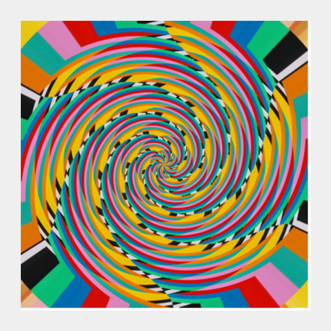 Colorful Spiral Candy Wheel Digital Swirly Design Background  Square Art Prints