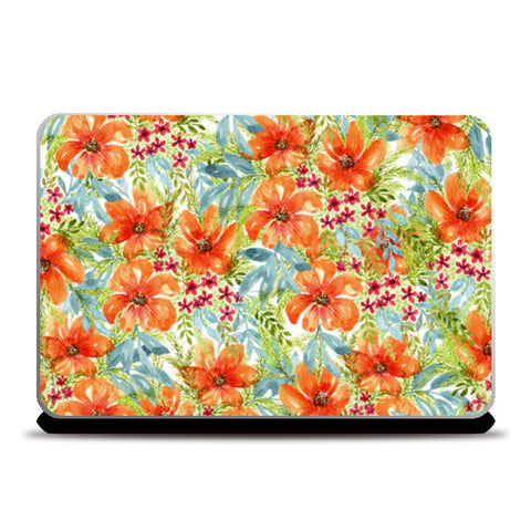 Painted Orange Flowers Spring Floral Design Laptop Skins