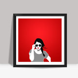 Girl in Red Vector Illustration Square Art Prints