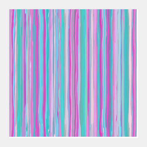 Blue And Pink Vertical Lines Striped Abstract Background   Square Art Prints