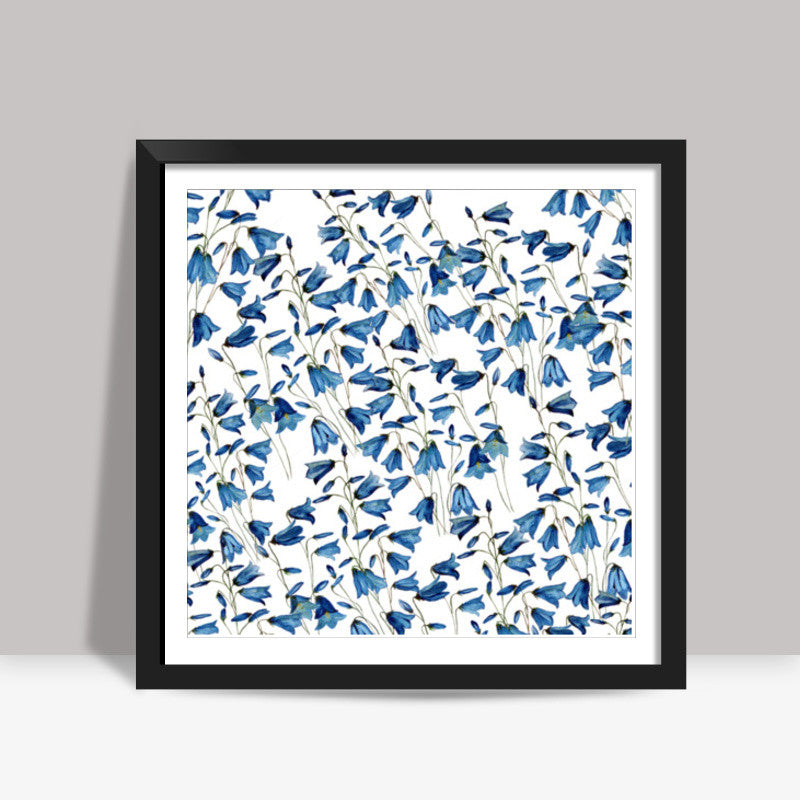 Blue Floral Background Wallpaper Square Art Prints