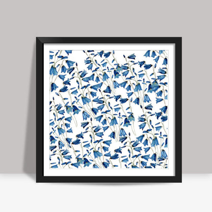 Blue Floral Background Wallpaper Square Art Prints