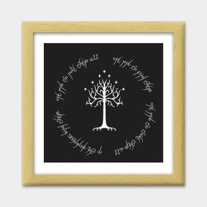 Lord of the rings tree of gondor one ring Premium Square Italian Wooden Frames