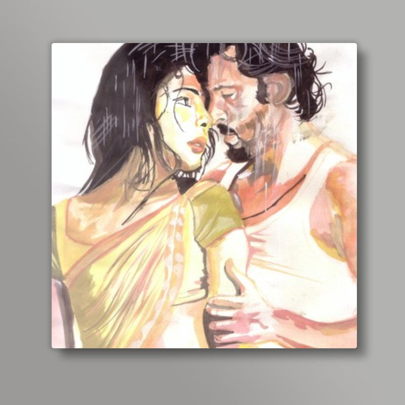 Superstars Hrithik Roshan and Priyanka Chopra - Love for the moment, and a moment for love Square Art Prints