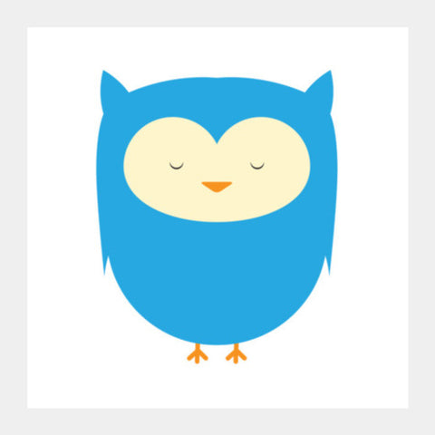 Cute Blue Owl Square Art Prints PosterGully Specials