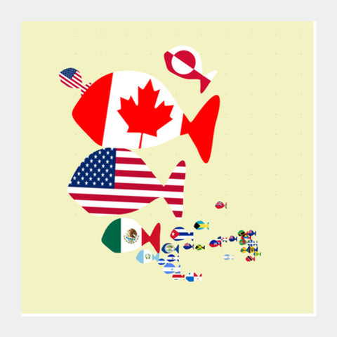 North America : Keep Fishing Square Art Prints