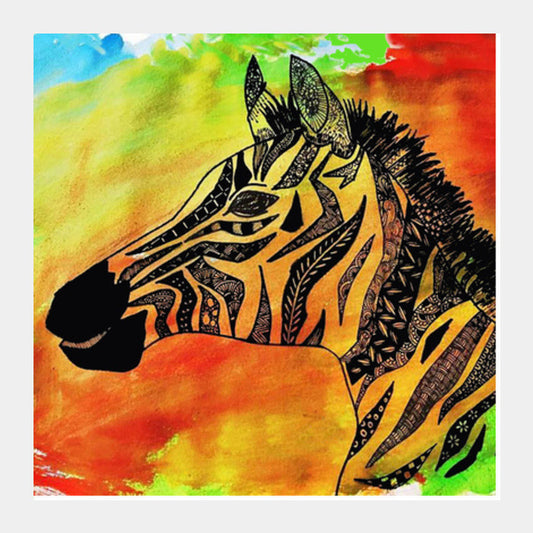 Rainbow Zebra Zentangle Square Art Prints PosterGully Specials