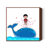 Whale U be My Valentine Square Art Prints
