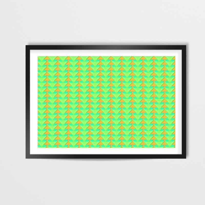 Trippy Triangles | Green orange Wall Art