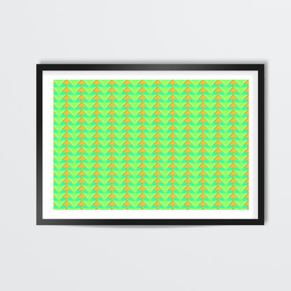 Trippy Triangles | Green orange Wall Art