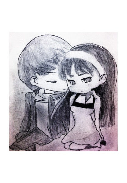 Cute Love | Pencil Sketch Wall Art| Buy High-Quality Posters and Framed Posters Online - All in One Place – PosterGully