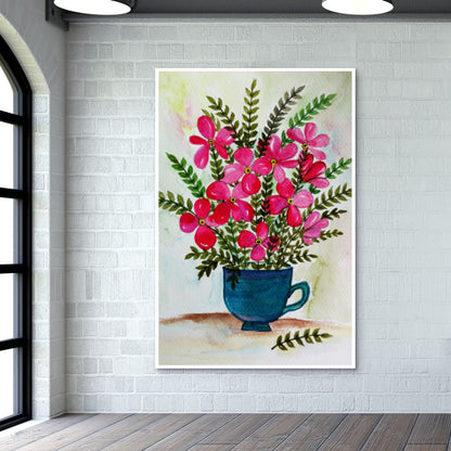 Teacup With Flowers Painting Wall Art