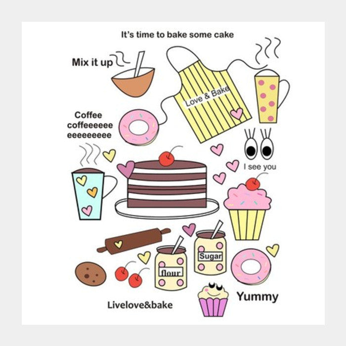 Baking = Happiness Square Art Prints PosterGully Specials