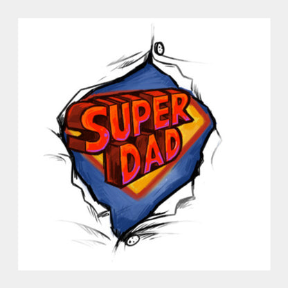 Super hero dad Square Art Prints