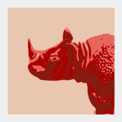Square Art Prints, Abstract Rhino Red Square Art