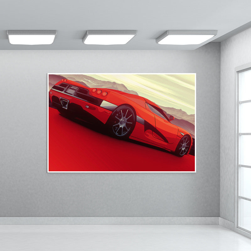 Red Vector Car Wall Art