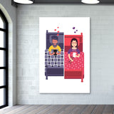 Texting Lovers White Wall Art