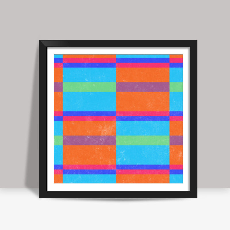 Evermore | Orange Cyan | Geometric Pattern Square Art Prints