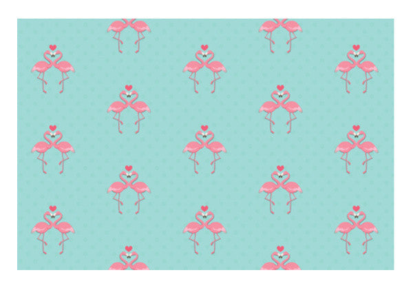 Blue - Dots with Flamingo  Wall Art