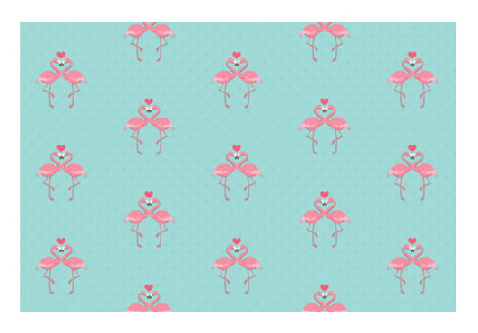 Blue - Dots with Flamingo  Wall Art