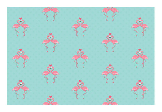 Blue - Dots With Flamingo  Art PosterGully Specials