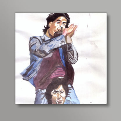 Superstars Dharmendra and Amitabh claim, Life is all about humming the song of friendship Square Art Prints