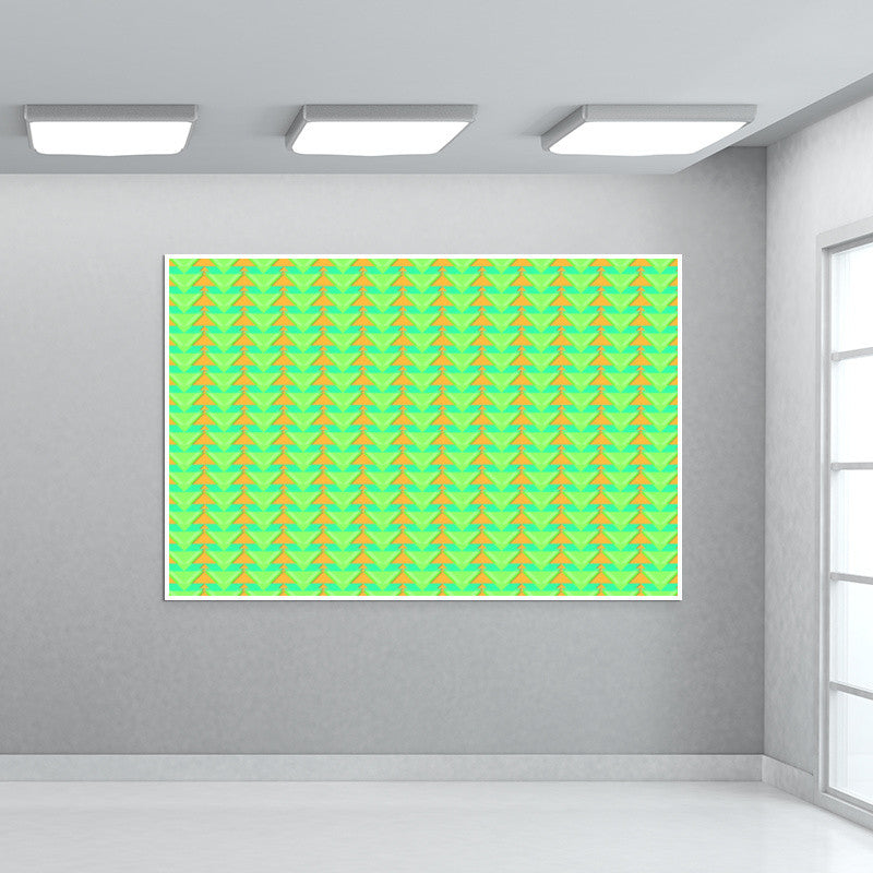 Trippy Triangles | Green orange Wall Art