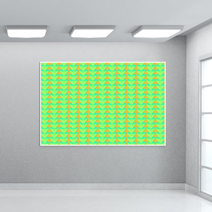 Trippy Triangles | Green orange Wall Art