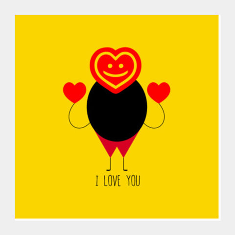 Funny Fat Stick Man With Hearts Square Art Prints PosterGully Specials