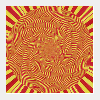 Red Yellow Circular Geometric Ethnic Ornamental Indian Abstract Background Design Square Art Prints