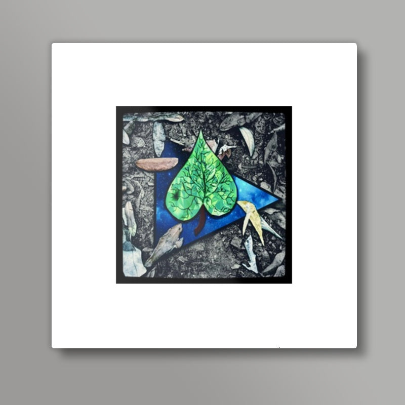 Emerald leaf space  Square Art Prints