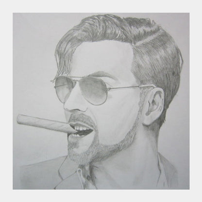 Square Art Prints, Akshay Kumar Pencil Sketch Square Art Prints