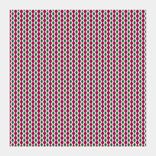Retro Geometric Pink And Green Diamond Stripes Pattern Square Art Prints