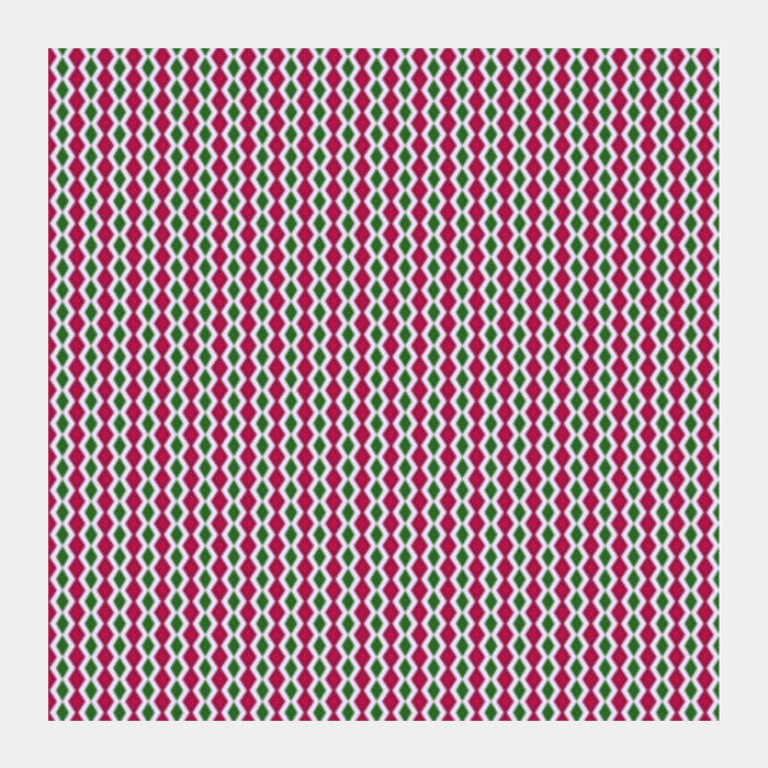 Retro Geometric Pink And Green Diamond Stripes Pattern Square Art Prints