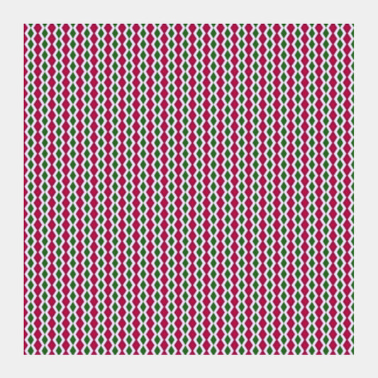Retro Geometric Pink And Green Diamond Stripes Pattern Square Art Prints