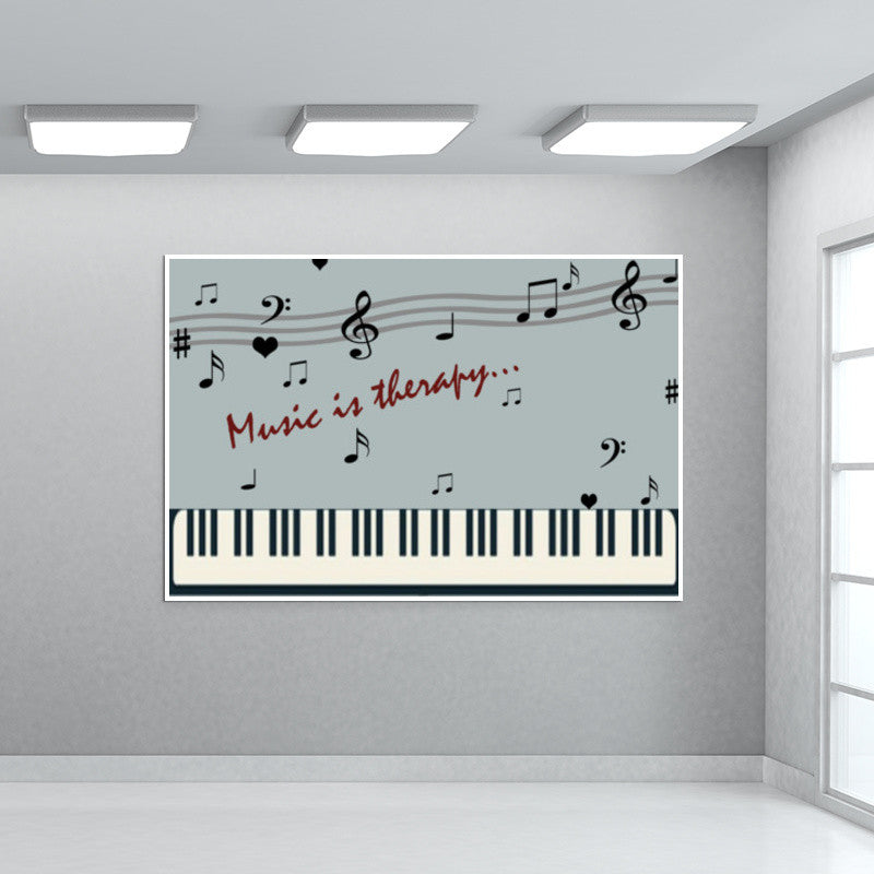 Piano Keys And Music Notes Design Illustration Wall Art