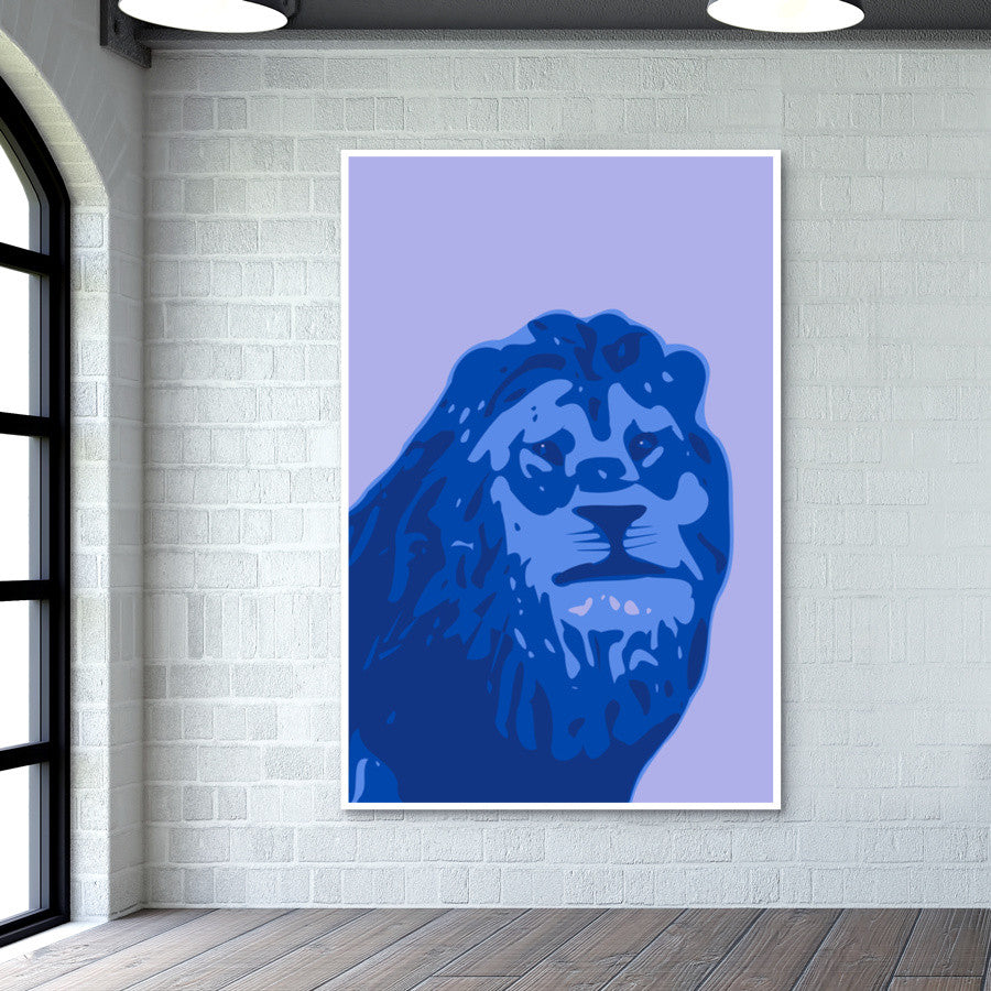 Abstract Lion Blue Wall Art