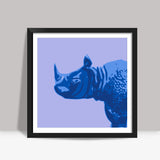 Abstract Rhino Blue Square Art