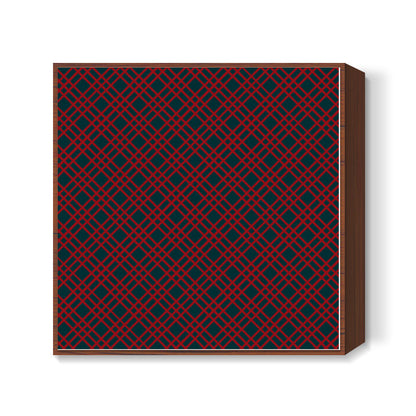 Red and Blue Checks Square Art Prints