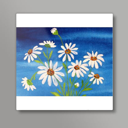 White Daisy Flowers Square Art Print