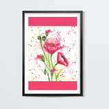 Pretty Pink Poppies Watercolor Floral Modern Art Illustration Wall Art
