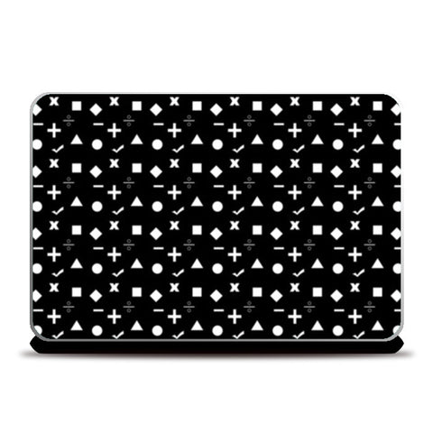 Laptop Skins, Black White Geometric Maths Symbol Pattern Laptop Skins