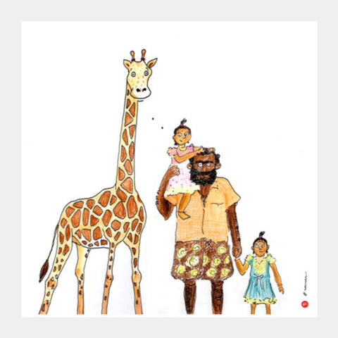 Tall as a giraffe Square Art Prints