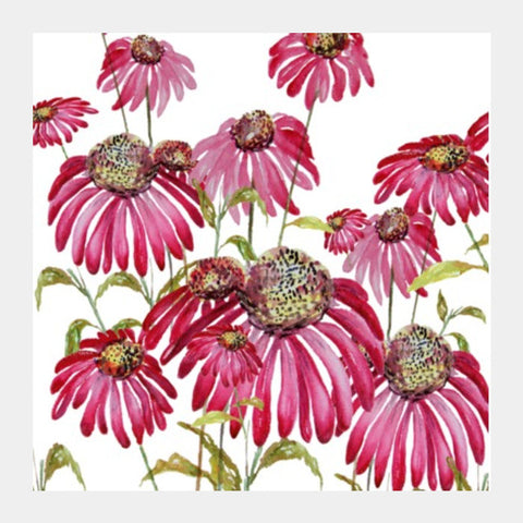 Square Art Prints, Pretty Pink Painted Flowers Spring Background Floral  Square Art Prints