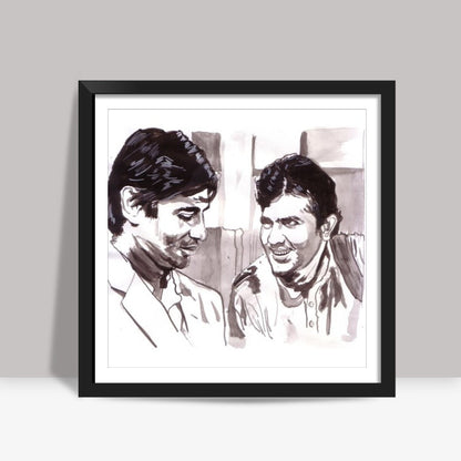 Amitabh Bachchan and Rajesh Khanna discuss the philosophy of life Square Art Prints