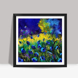 Blue poppies 77 Square Art Prints