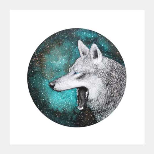 Blue Wolf Square Art Prints